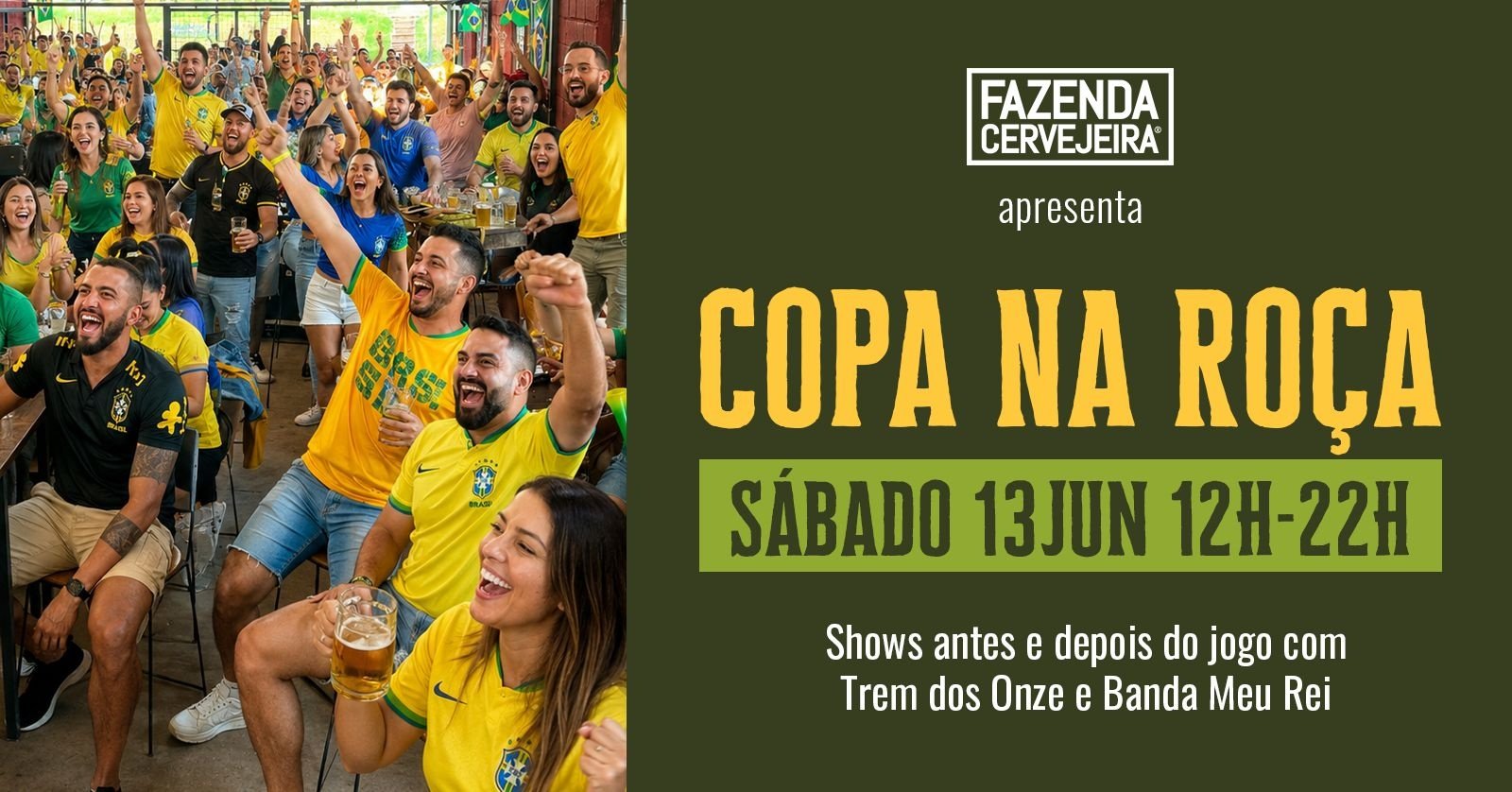 COPA NA ROÇA ALEGRIA! ALEGRIA com Trem do Onze (samba) e Meu Rei (axé retro)