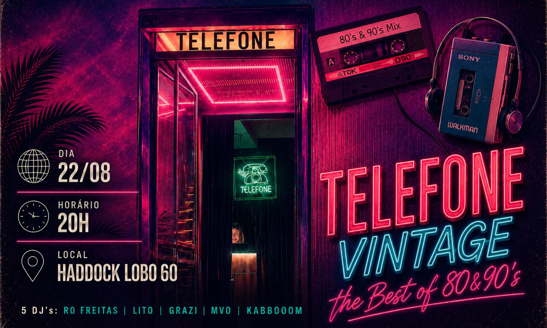 Festa TELEFONE VINTAGE A Melhor Pixxxta dos Anos 80 e 90