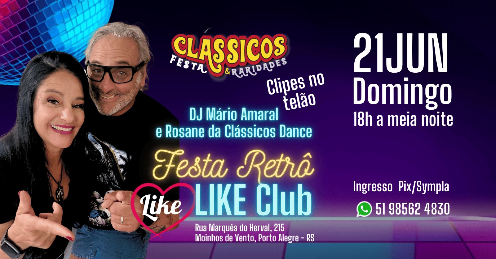 Festa Clássicos e Raridades 70 80 90 na Like Club/Porto Alegre