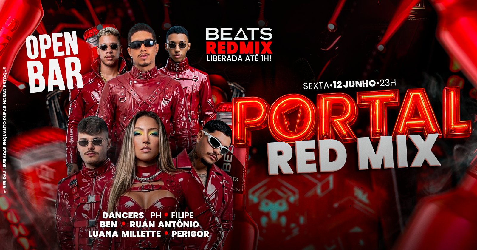 12/06 Portal Redmix / Mega Open Bar + Beats Redmix Até 01:00