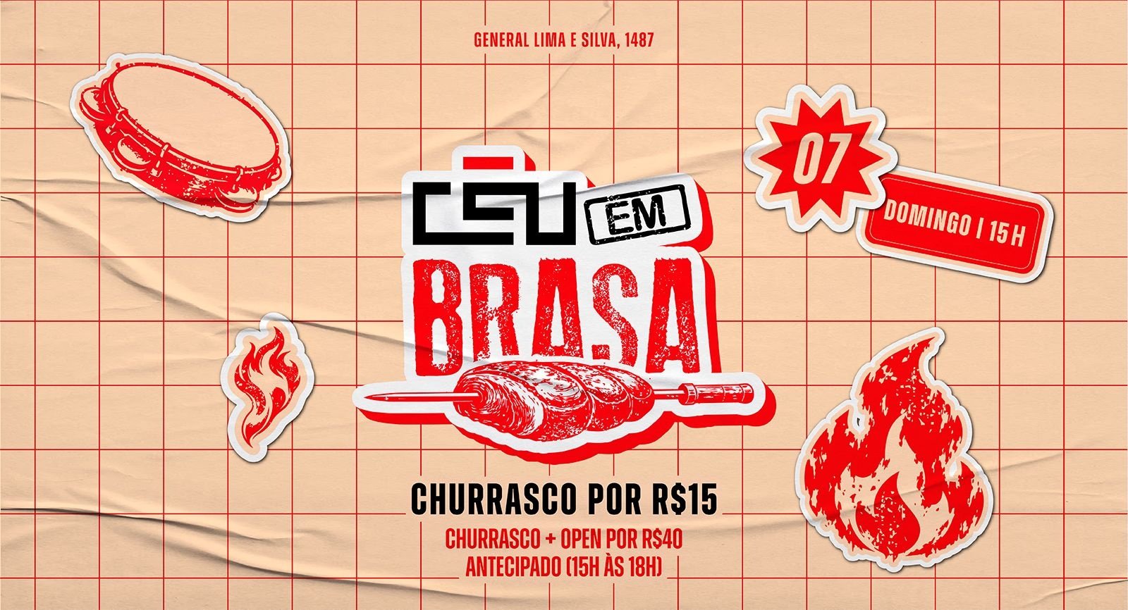CÉU EM BRASA // Domingo, 07 de Junho // Pagode, funk e churrasco!