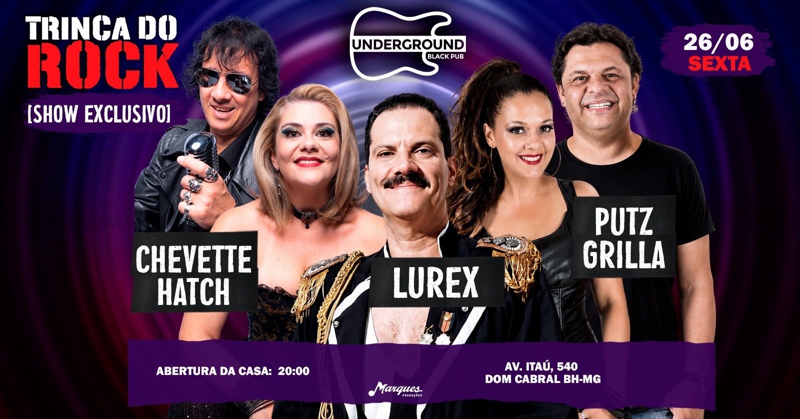 26/06 (sexta) Trinca do Rock do Underground