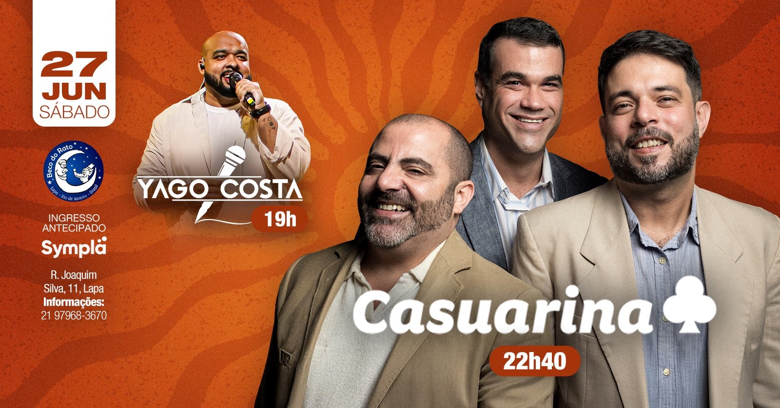 Casuarina no Beco do Rato 27 de junho sábado!