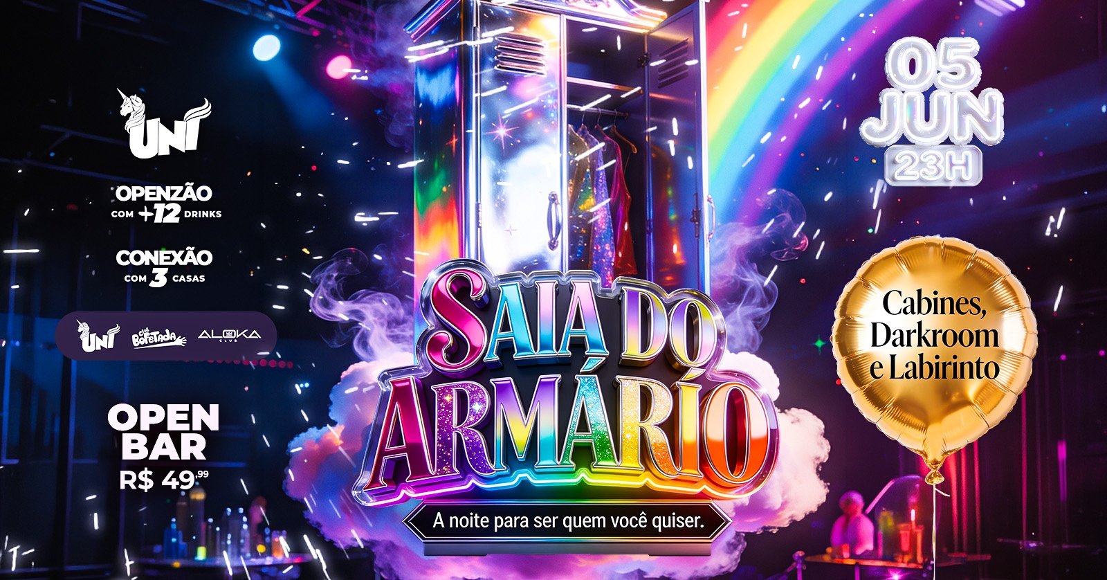 Saia do Armário Open Bar R$49,99