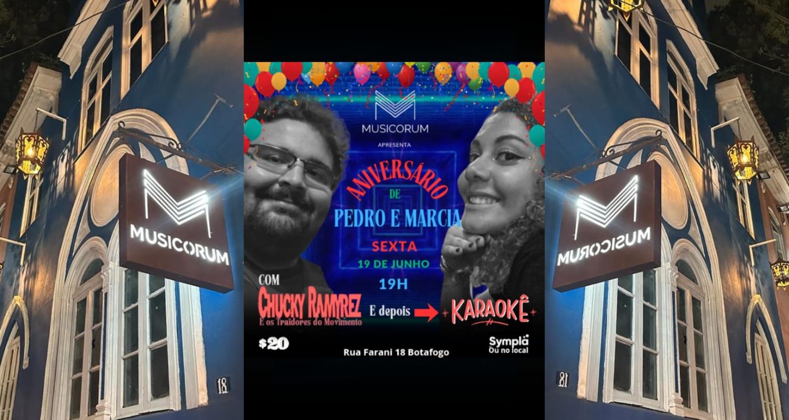 Musicorum apresenta Aniversário Pedro e Márcia no show de Chuck Ramires e os Traidores do Movimento