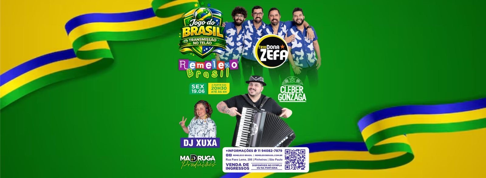 Jogo do Brasil com Trio Dona Zefa Cleber Gonzaga e Dj Xuxa ( Jogo no Telão) no Remelexo Brasil