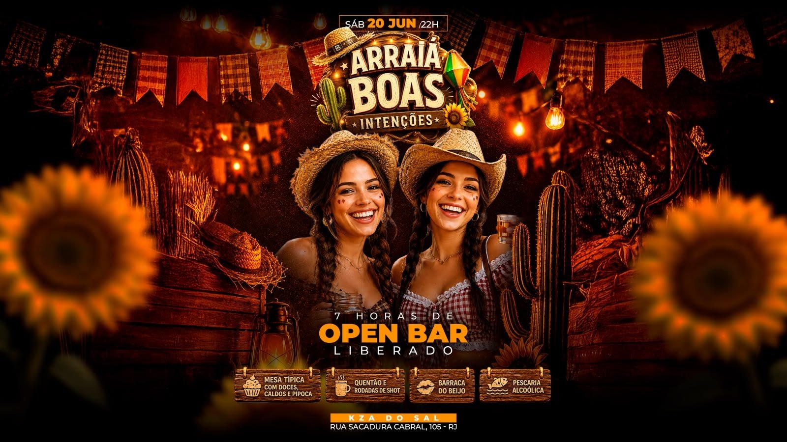 Boas temp. Fora de casa Arraiá da Boas | 7 horas de open bar + Djs |Boate Boas Intenções