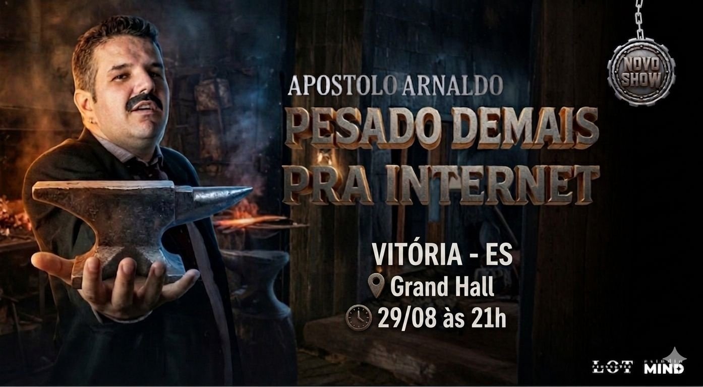 Apóstolo Arnaldo em Pesado Demais Pra Internet 29/08 às 21h Grand Hall Vitória/ES