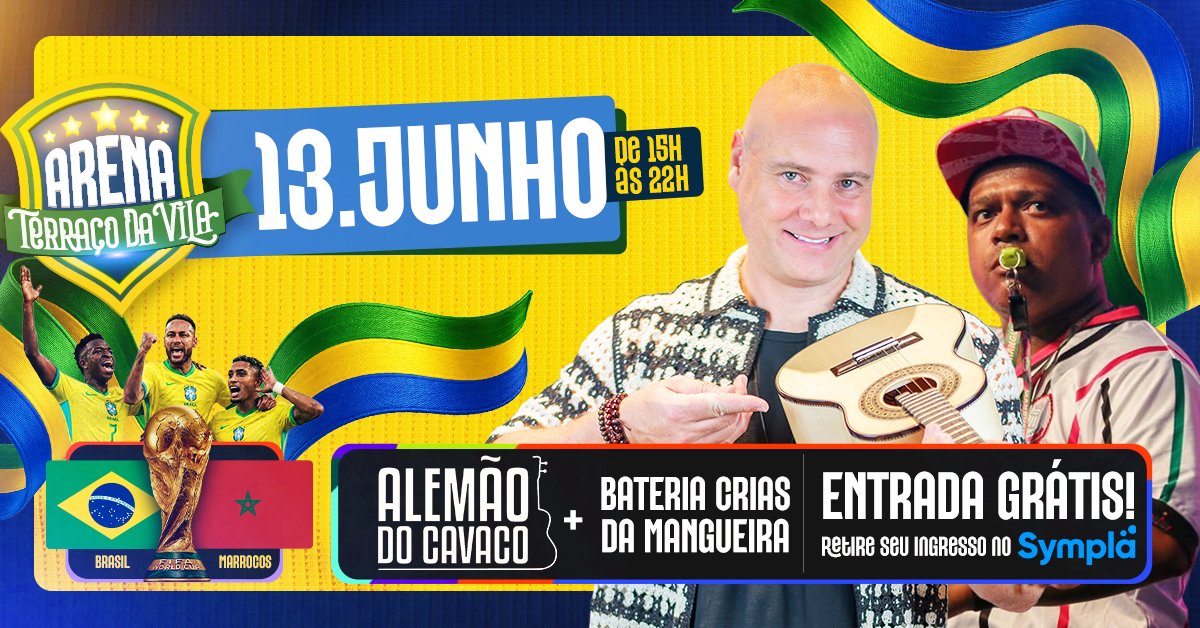 Arena Terraço da Vila Alemão do Cavaco + Bateria Crias da Mangueira no Primeiro Jogo do Brasil