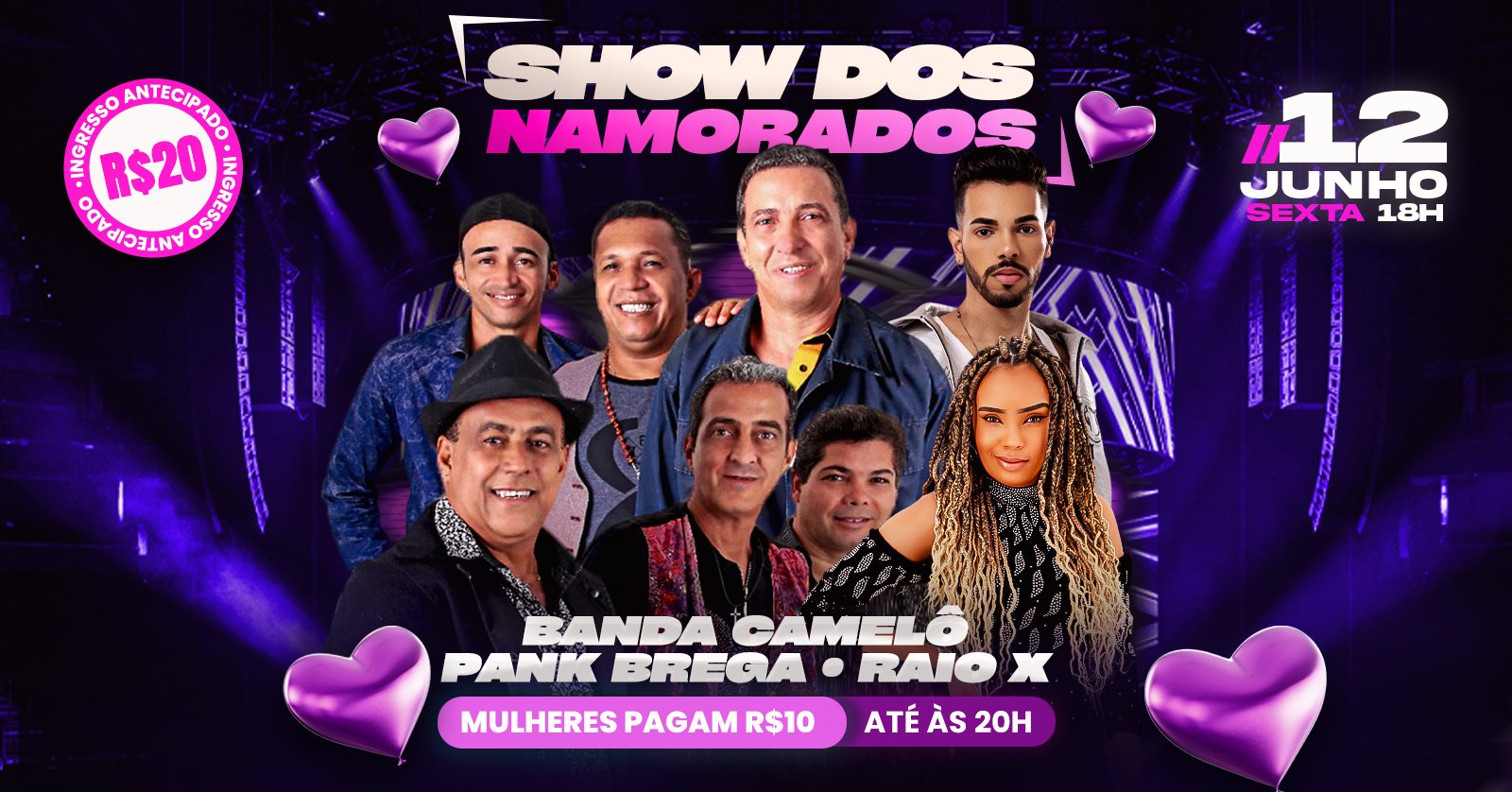 Show dos Namorados na 100% com Banda Camelô Pank Brega Raio X 12/JUN
