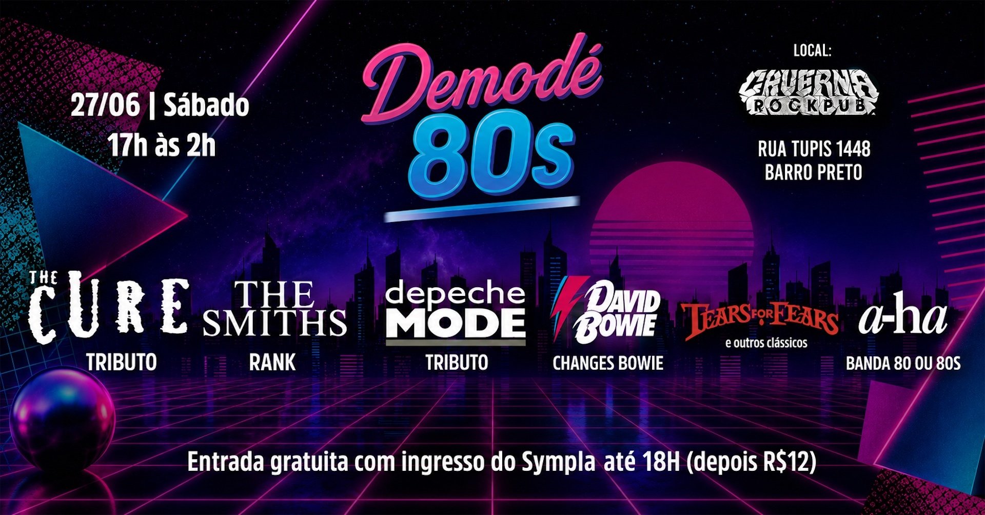 27/06 Demodê 80s: The Cure, The Smiths, Depeche Mode, David Bowie, Tears for Fears e mais