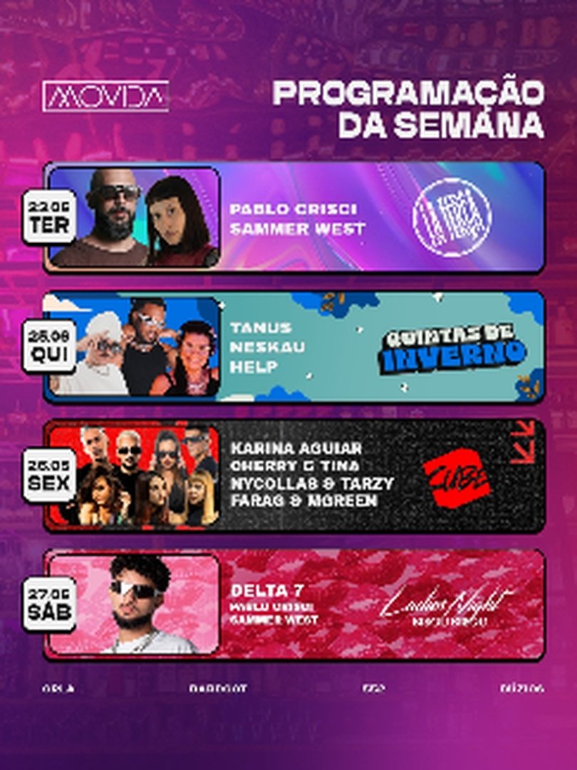 Semana Movida 23/06 a 27/06